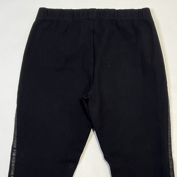 St John Pants Womens Small Black Skinny Leg Pull On Dress Career Leather Trim - Picture 9 of 11